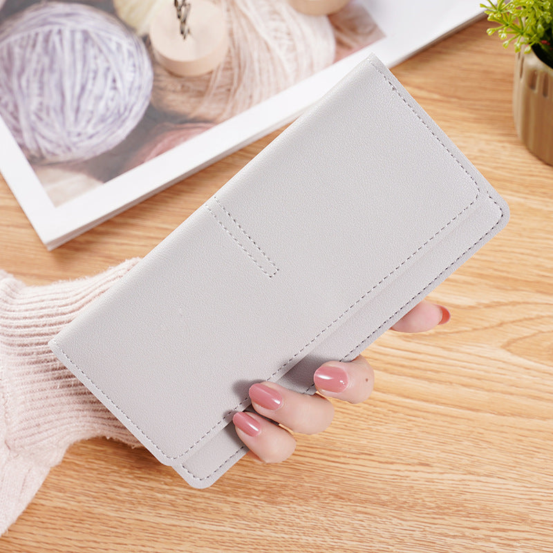 PU Leather Long Slim Mobile Money Wallet for Women