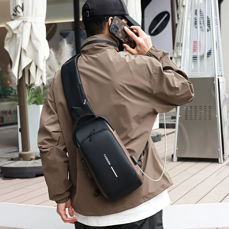Anti-Theft Crossbody Bag with 3-digit combination lock and mobile charging port