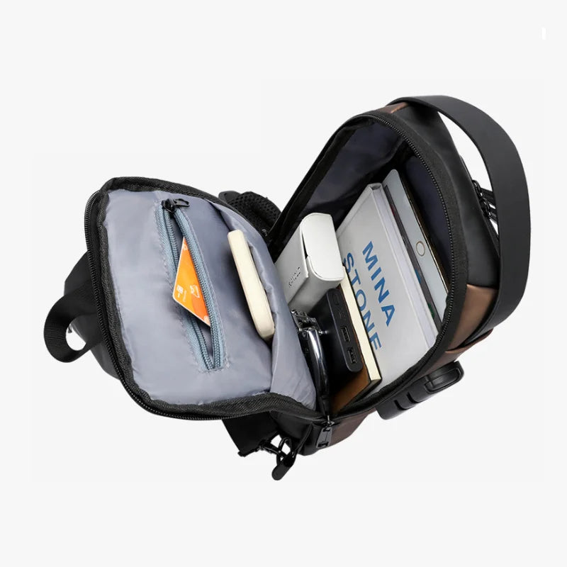 Anti-Theft Crossbody Bag with 3-digit combination lock and mobile charging port