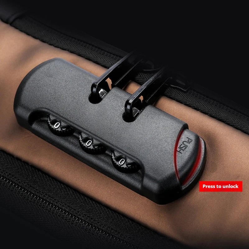 Anti-Theft Crossbody Bag with 3-digit combination lock and mobile charging port