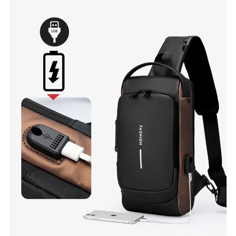 Anti-Theft Crossbody Bag with 3-digit combination lock and mobile charging port