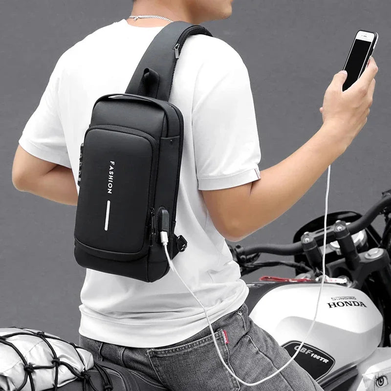 Anti-Theft Crossbody Bag with 3-digit combination lock and mobile charging port