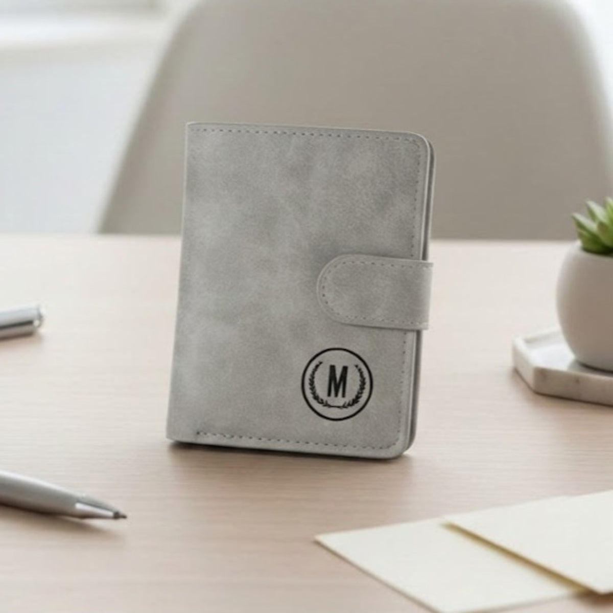 Premium M Brand men's wallet front view