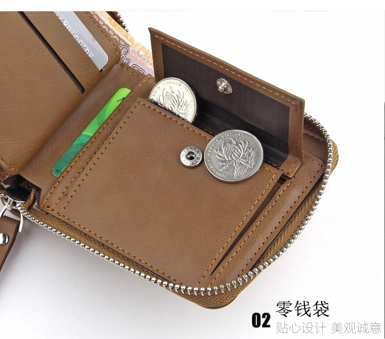 Charsole Round Zipper Short Wallet for Men