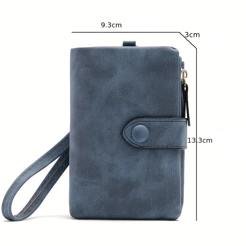 Tri-fold Short Soft Leather Women Wallets with Coin Zipper Pocket