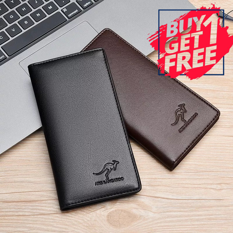 Buy 1 Get 1 Free Kangro Brand Vintage PU Leather Long Wallet for Men