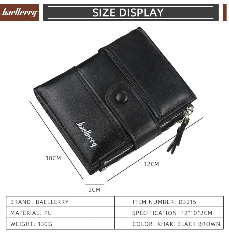 Double Zipper Short Balebaily Wallet for Men