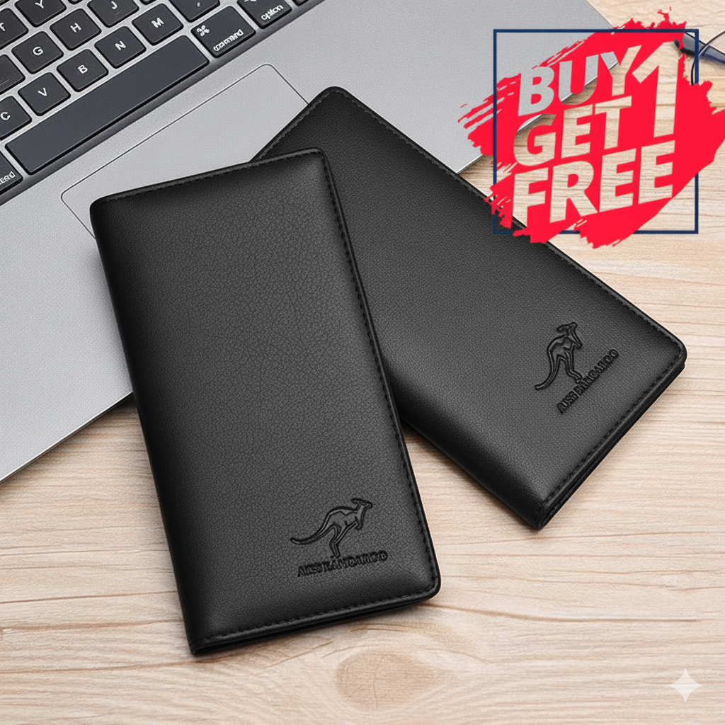 Buy 1 Get 1 Free Kangro Brand Vintage PU Leather Long Wallet for Men