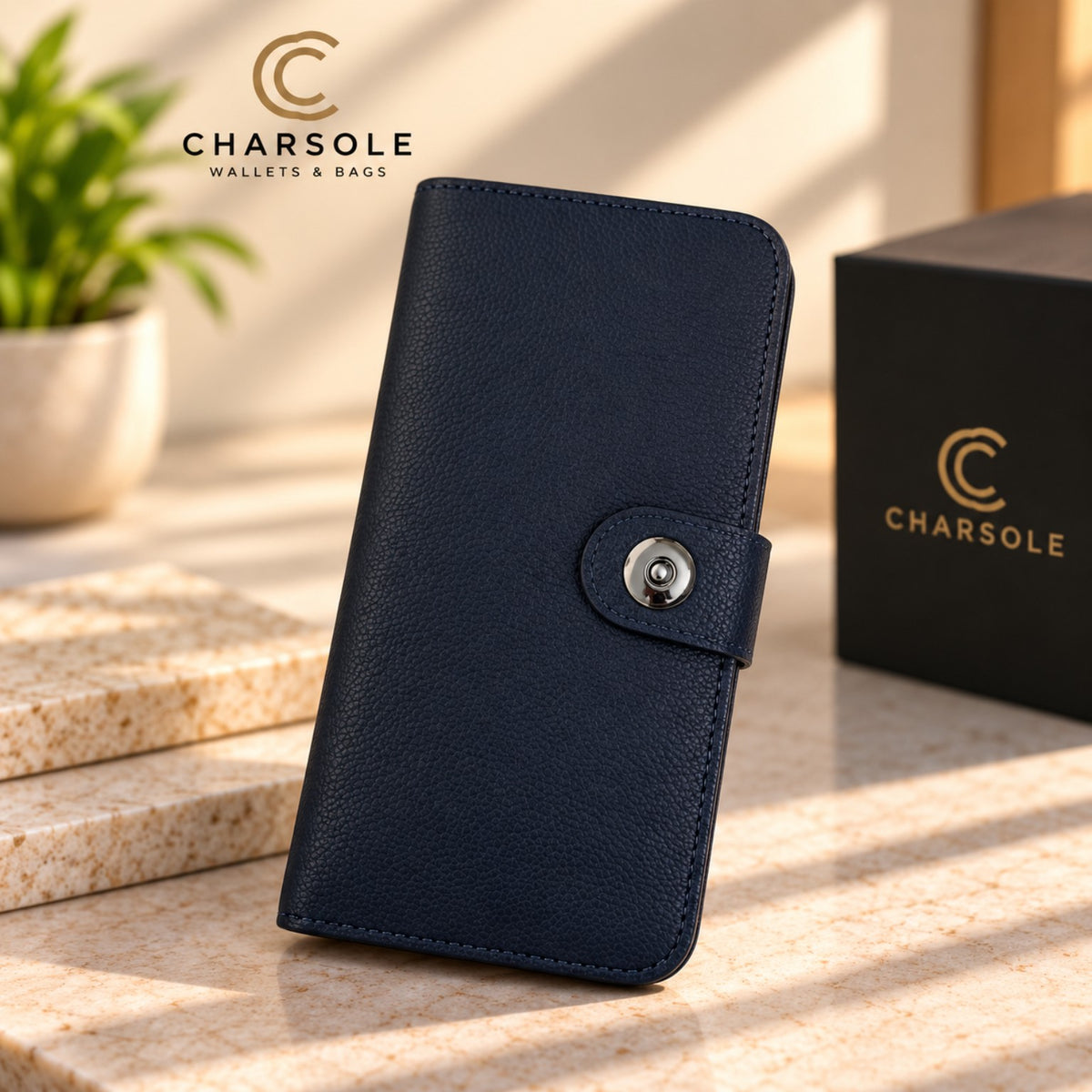 CHARSOLE blue premium long wallet