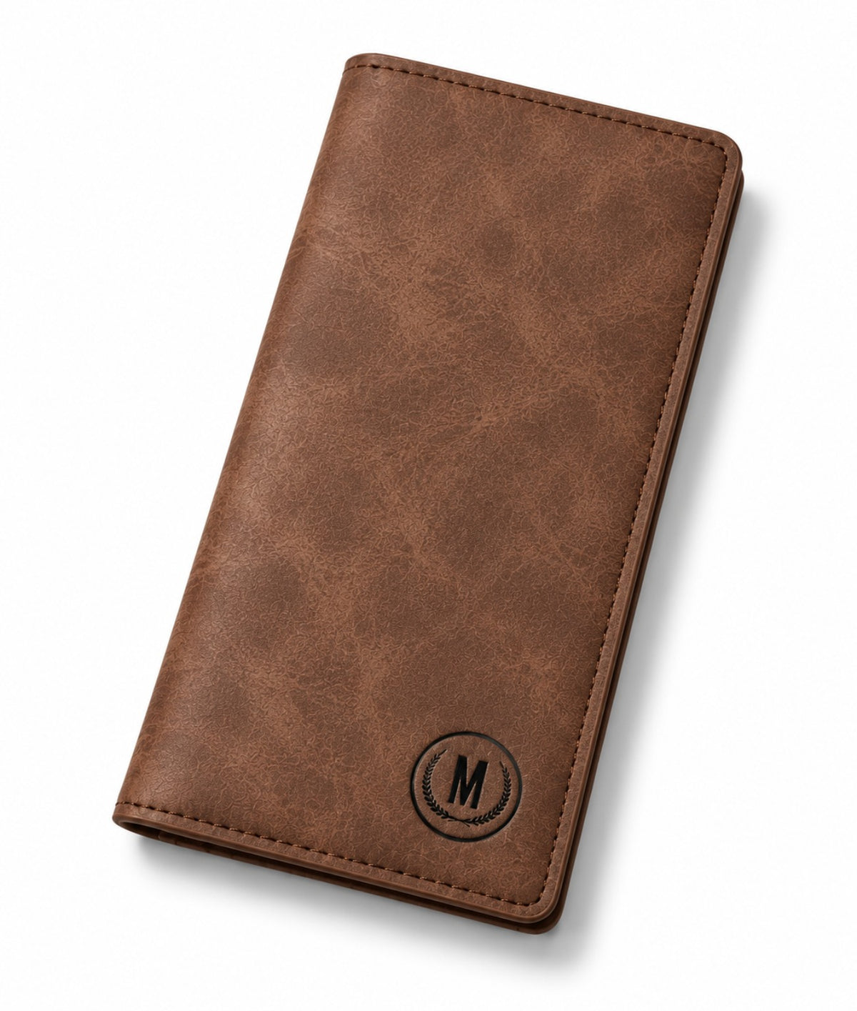 Coffee brown men's long wallet with textured finish