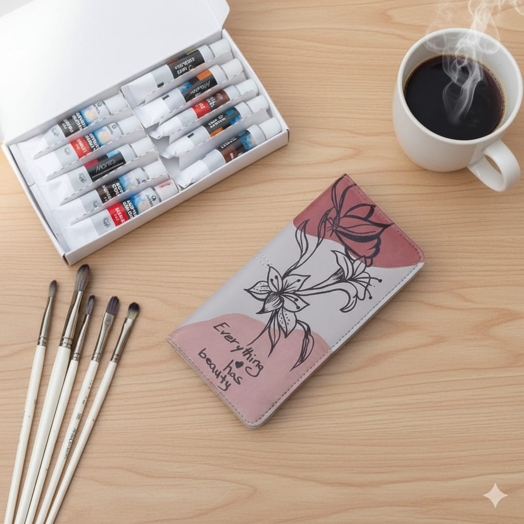 Hand-Painted Customised Slim Long Wallet for Women