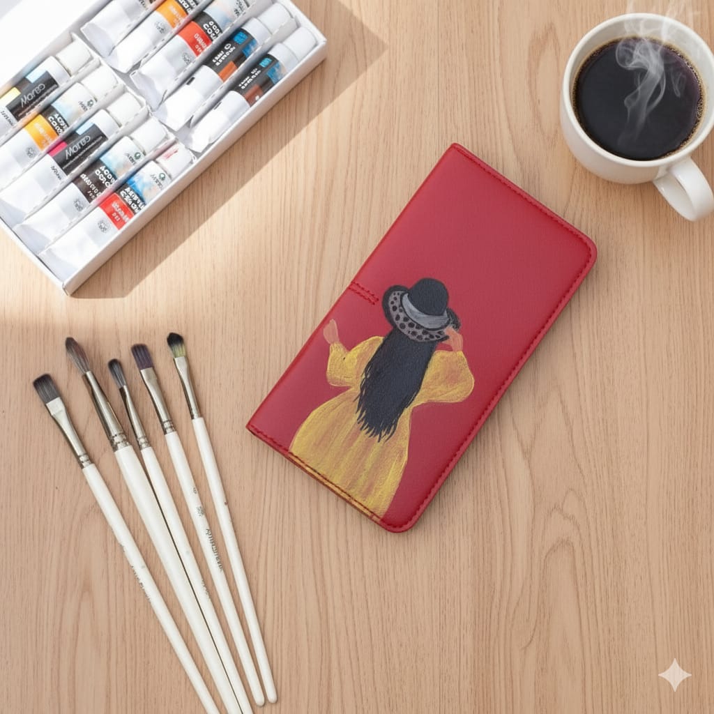 Hand-Painted Customised Slim Long Wallet for Women