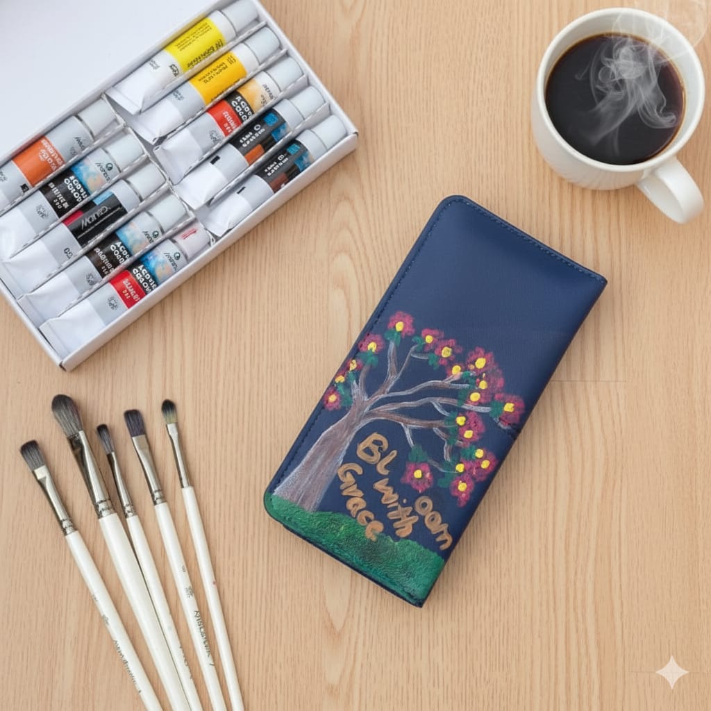 Hand-Painted Customised Slim Long Wallet for Women