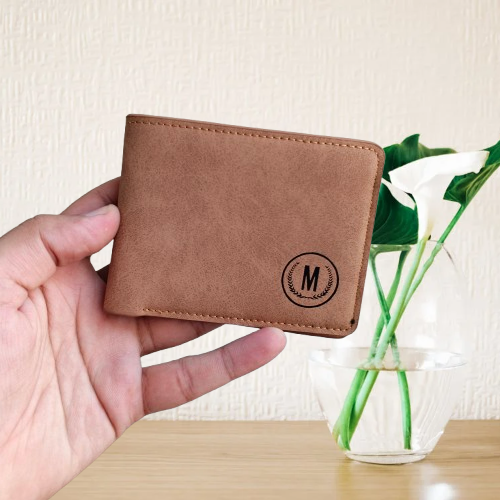 M Brand PU Leather Horizontal Short Wallet Cardholder for Men