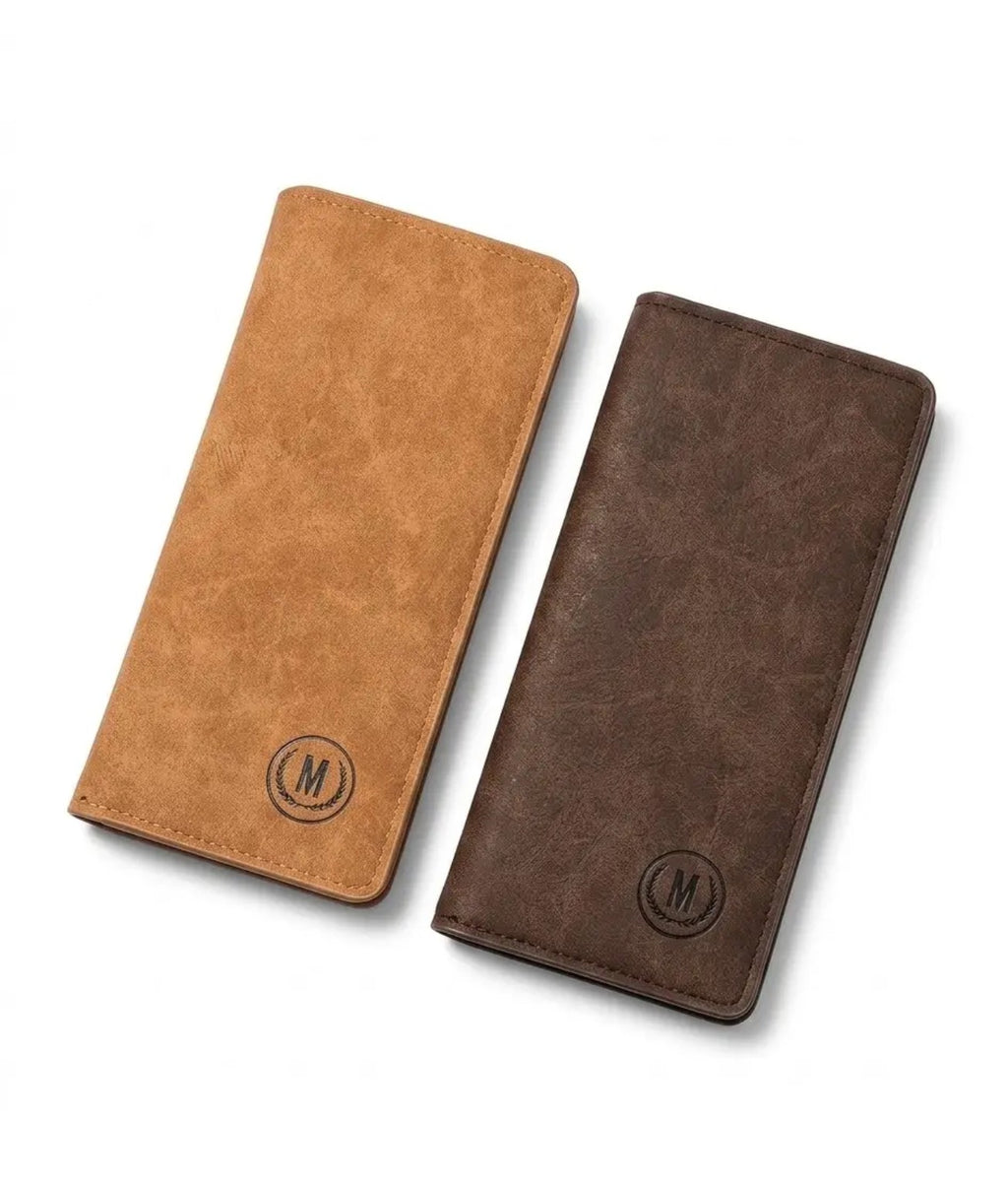 Camel and coffee brown men's long wallets