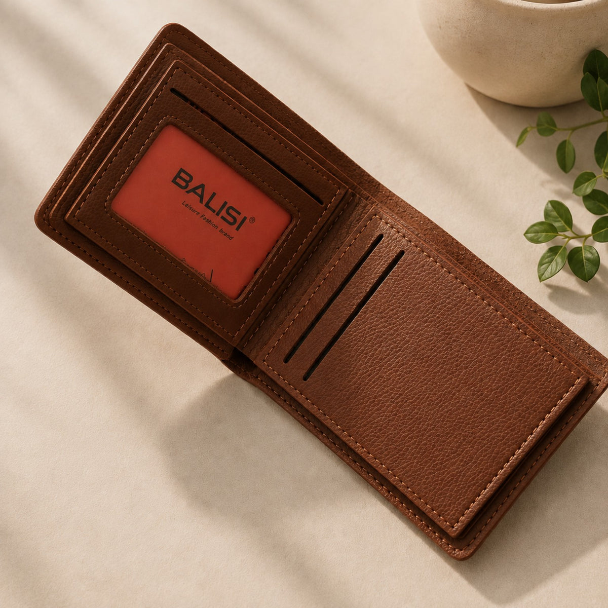 Men's wallet card and cash compartments