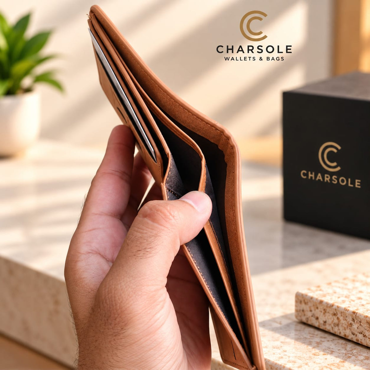 Premium Leather Bifold Wallet for Men | M Design Horizontal