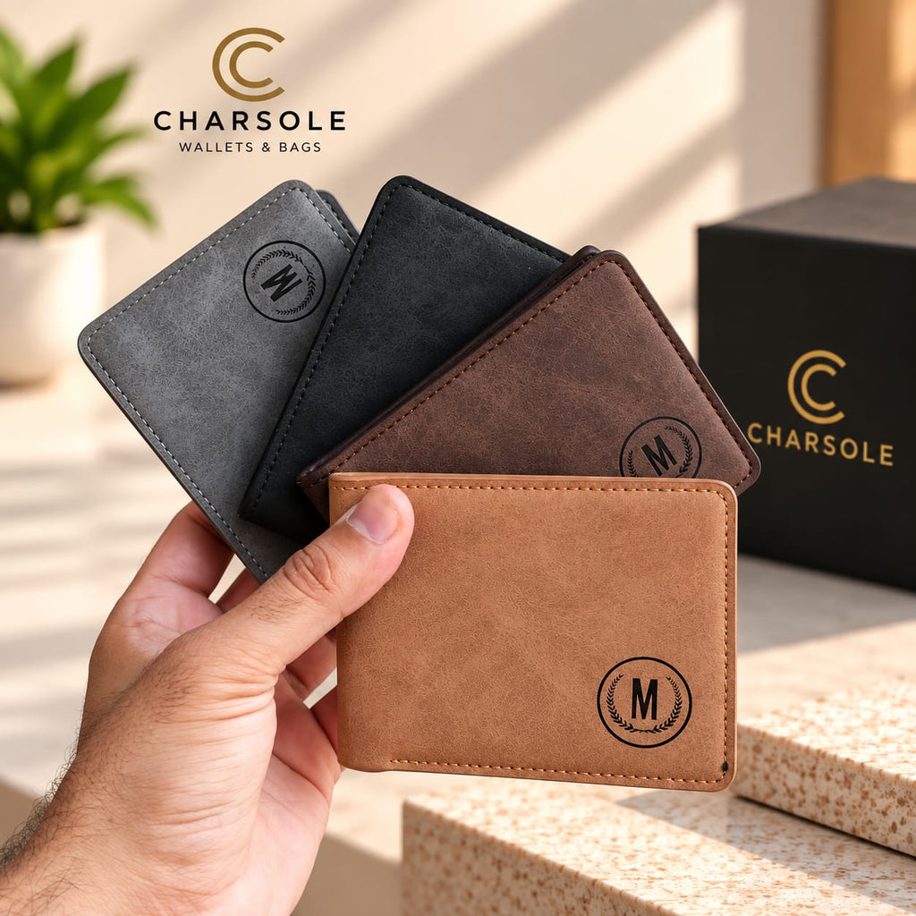Premium Leather Bifold Wallet for Men | M Design Horizontal