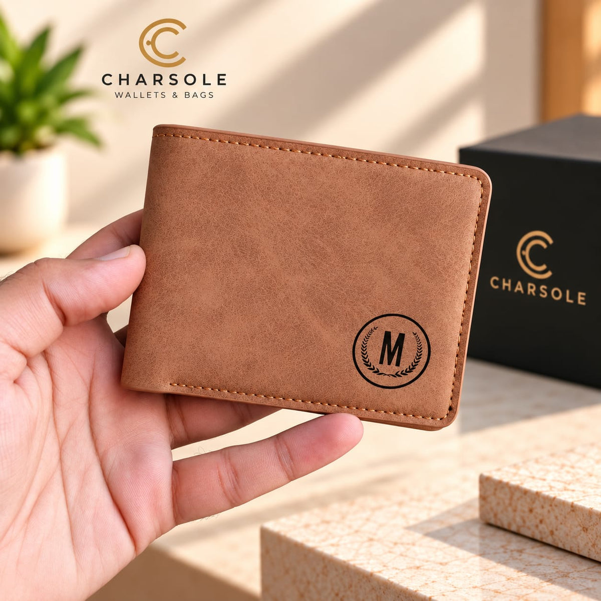 Premium Leather Bifold Wallet for Men | M Design Horizontal