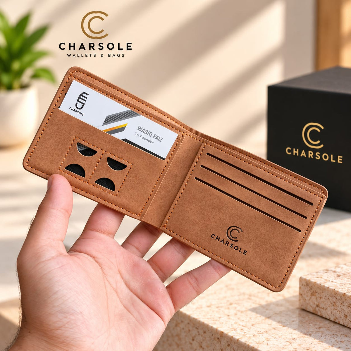 Premium Leather Bifold Wallet for Men | M Design Horizontal