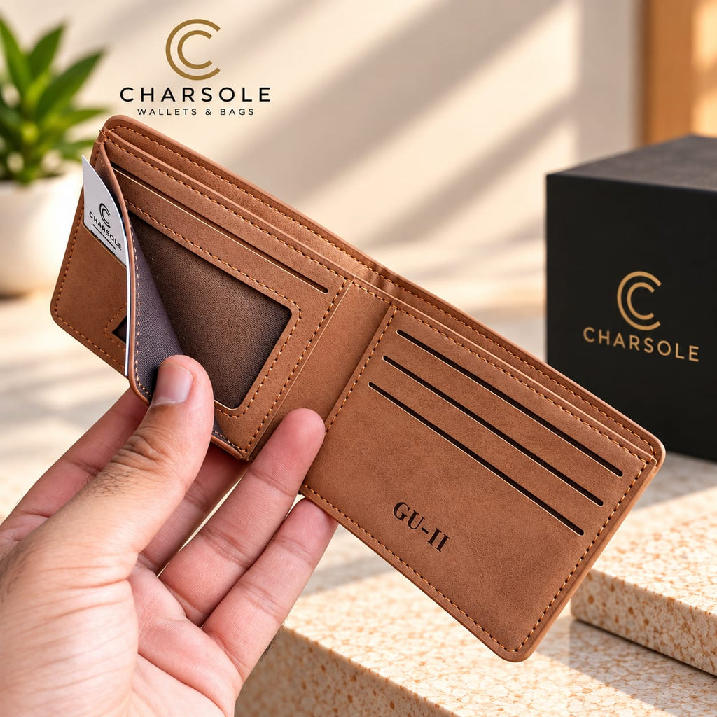 Premium Leather Bifold Wallet for Men | M Design Horizontal