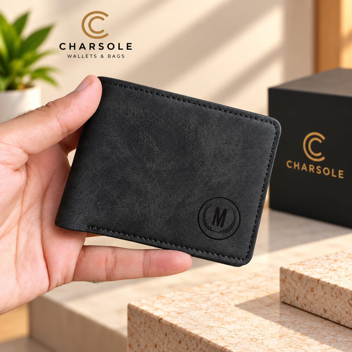 Premium Leather Bifold Wallet for Men | M Design Horizontal