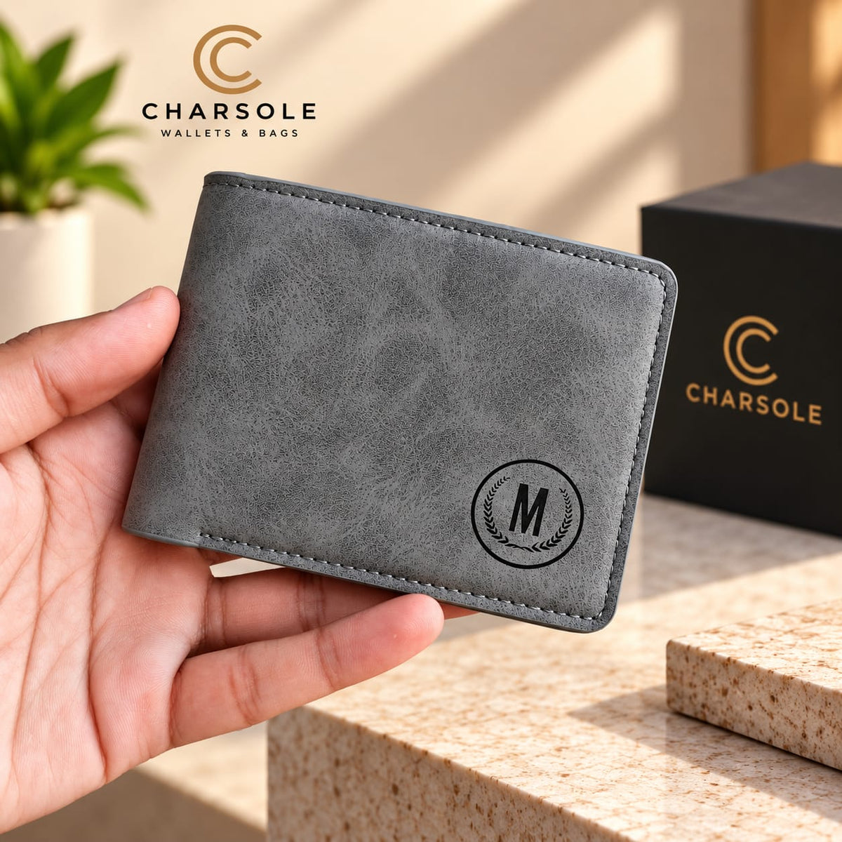 Premium Leather Bifold Wallet for Men | M Design Horizontal