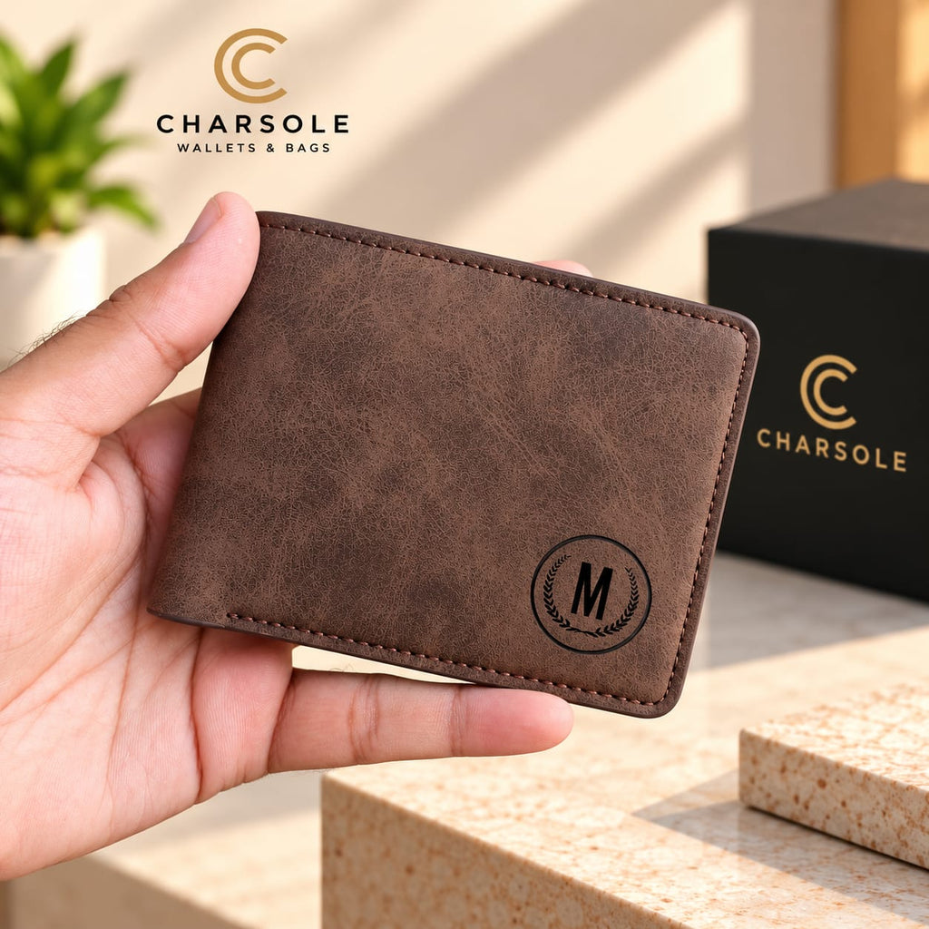 Premium Leather Bifold Wallet for Men | M Design Horizontal