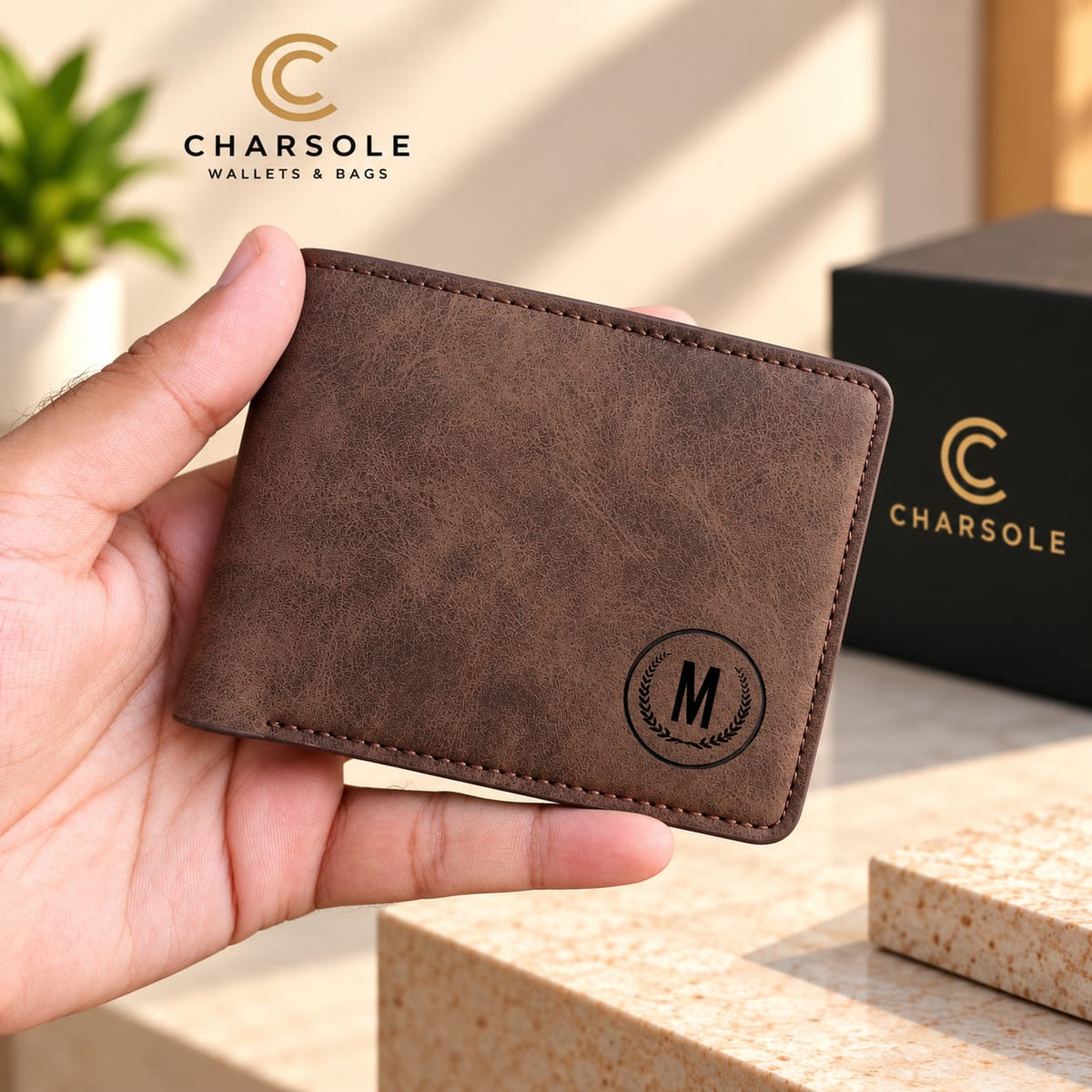 Premium Leather Bifold Wallet for Men | M Design Horizontal