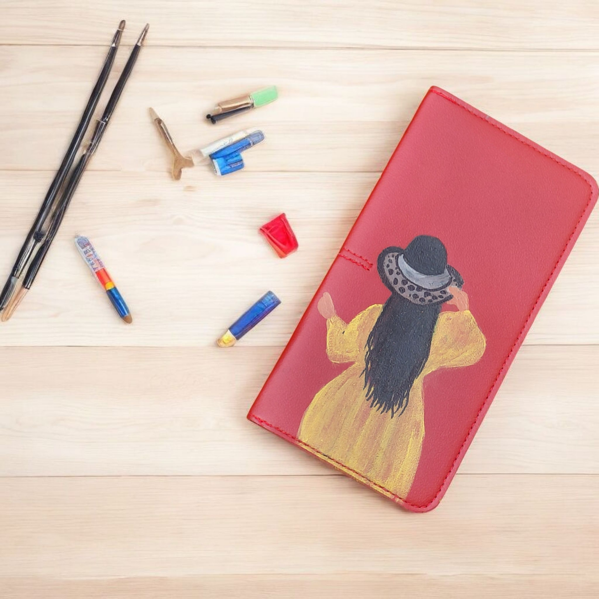 Hand-Painted Customised Slim Long Wallet for Women