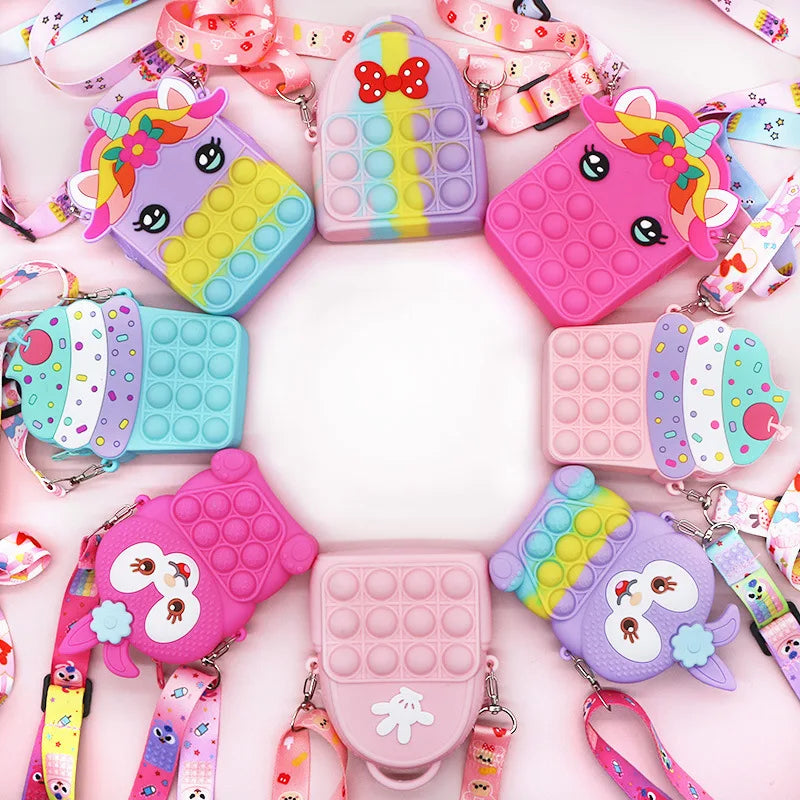 Kids Silicone Pop It Fidget Purse with Strap – SP230