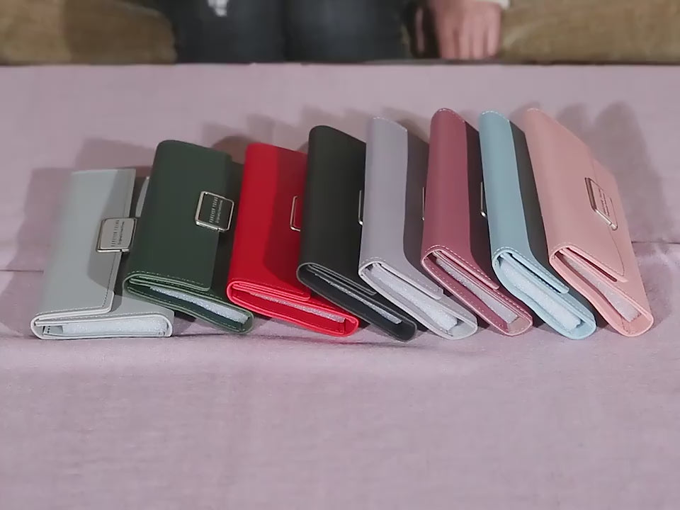 Forever Buckle Polyurethane Leather Long Wallet for Women