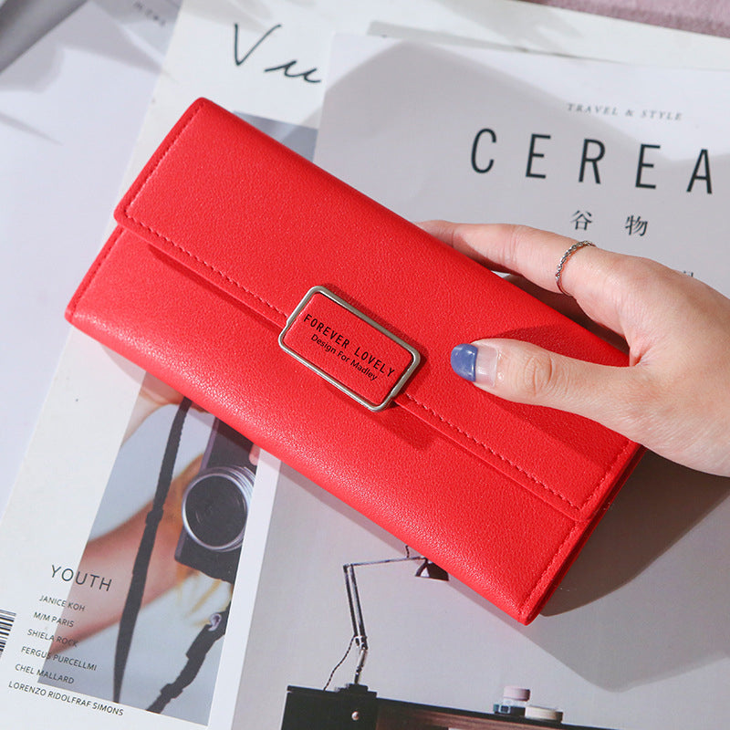 Forever Buckle Polyurethane Leather Long Wallet for Women