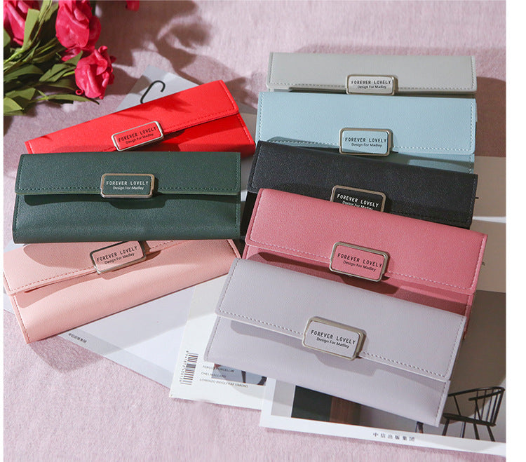 Forever Buckle Polyurethane Leather Long Wallet for Women