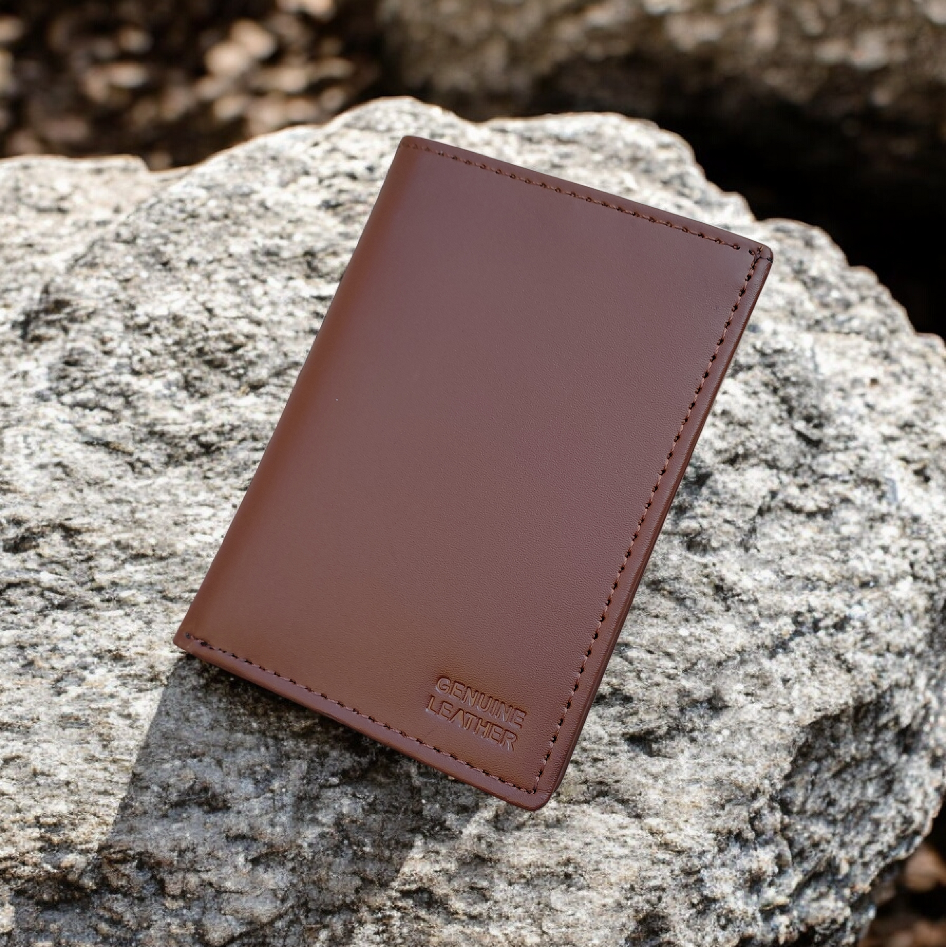 Slim Short Verticle Genuine Cow Leather Wallet for Men