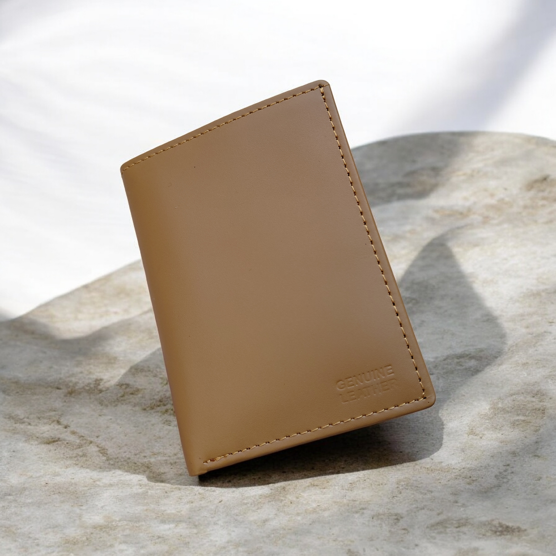 Slim Short Verticle Genuine Cow Leather Wallet for Men