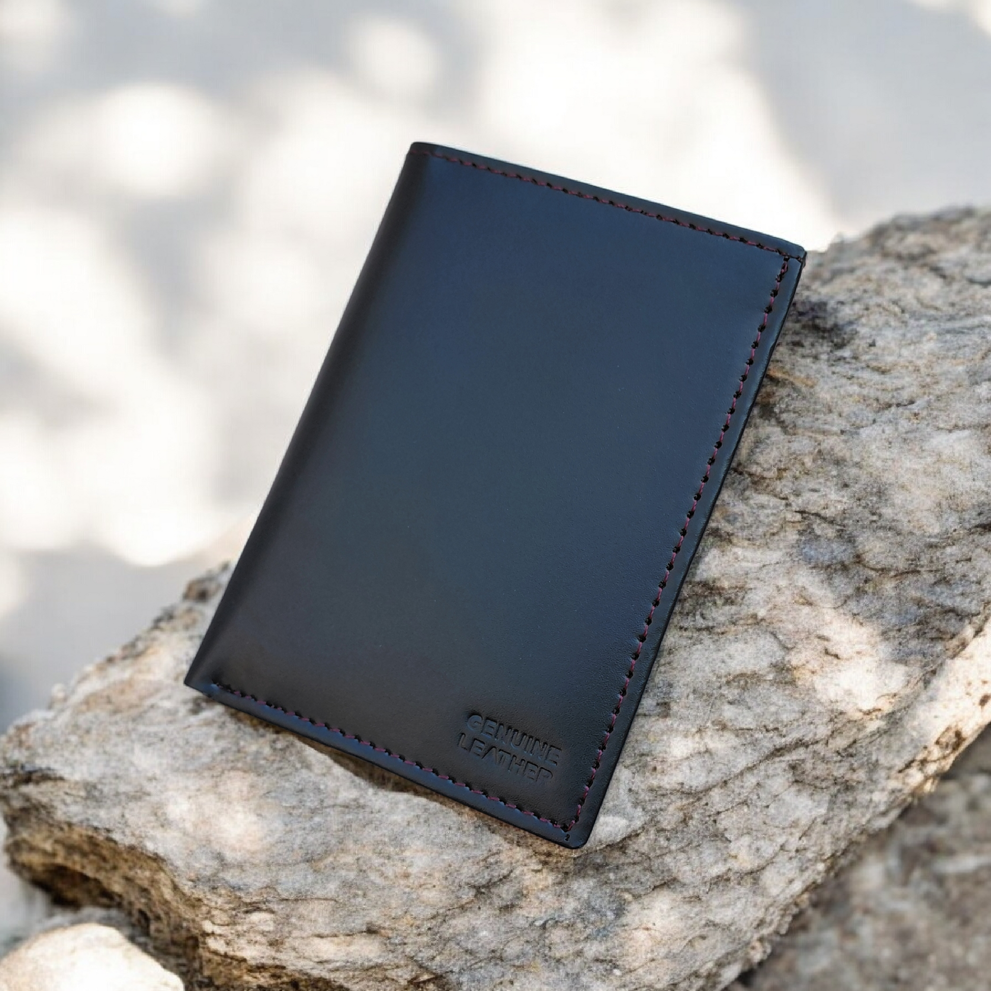 Slim Short Verticle Genuine Cow Leather Wallet for Men