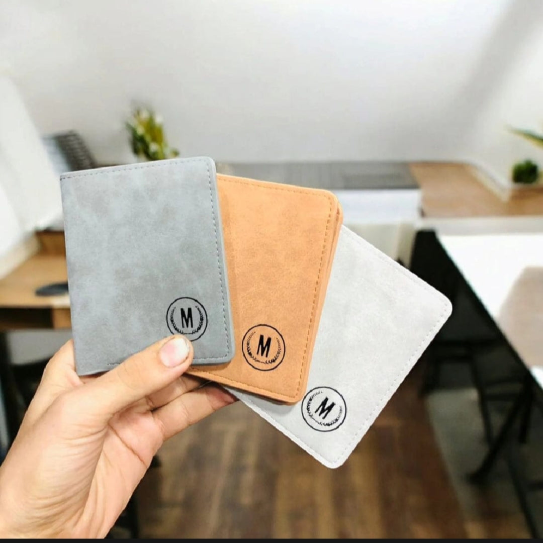 M Brand PU Leather Verticle Short Wallet Cardholder for Men