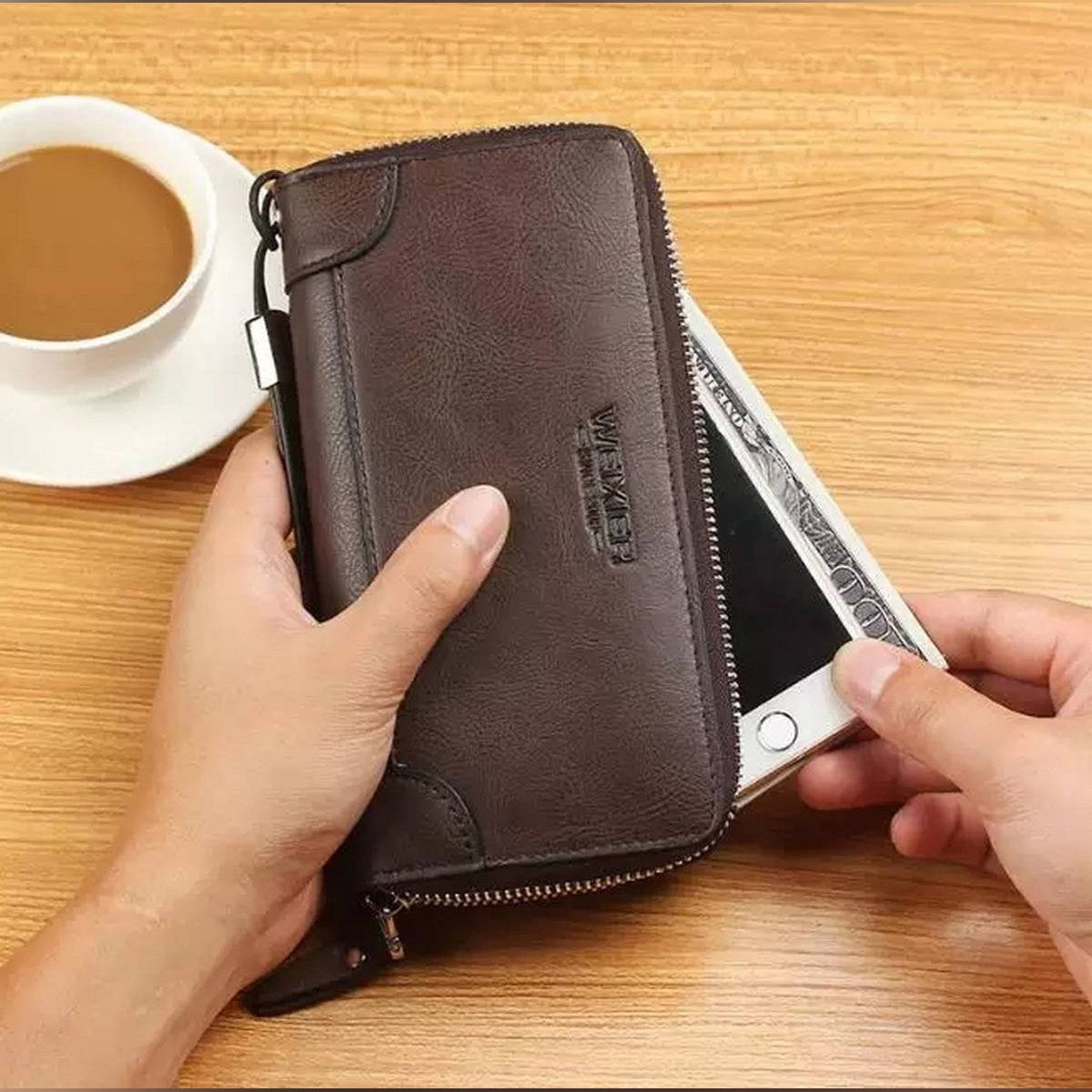 Weixier Long Round Zipper Wallet for Men and Women